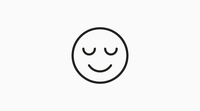 Meditative serenity: A minimalist illustration of a smiling face with closed eyes, conveying a sense of inner peace, tranquility, and contentment.