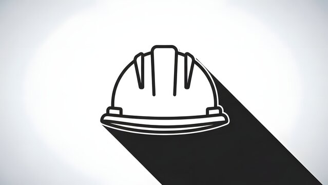 Construction helmet icon with long shadow on a light background