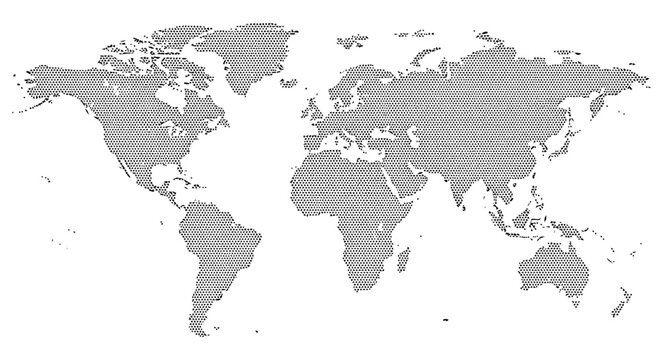Minimalist black and white world map with halftone dot pattern vector EPS10 Stock.eps