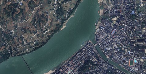 Yangtze River China Aerial Satellite View of Asia’s Most Famous Waterway