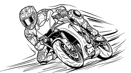 High-Speed Motorcycle Racer Outline with Motion Blur Effect on a Track © ikhan