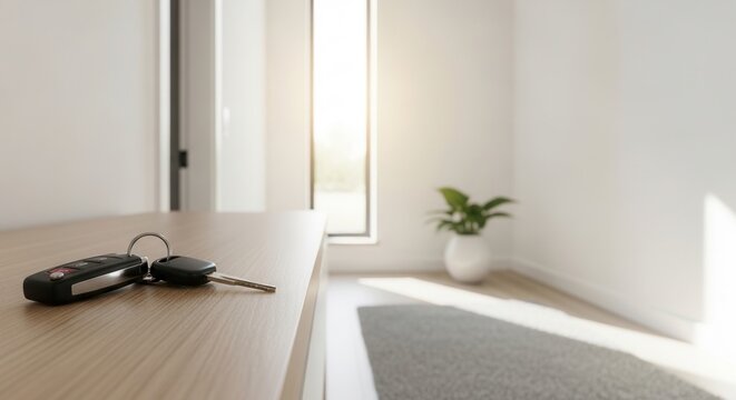 Modern Home Entrance With Car Keys And Sunlight Streaming In