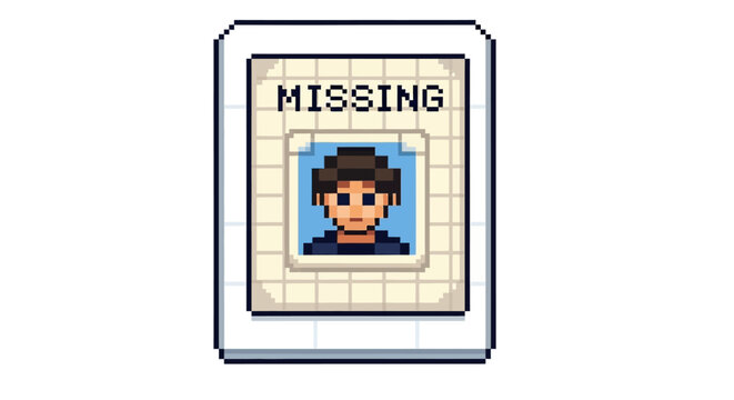 Pixelated Missing Person Poster with Portrait.