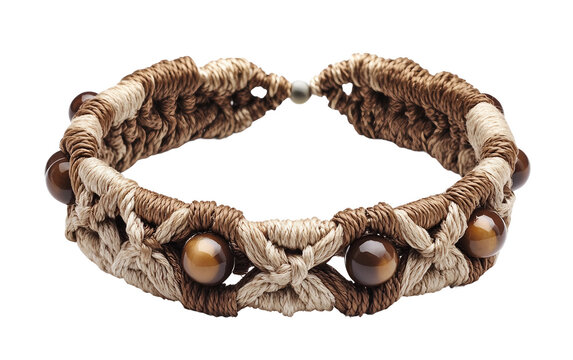 Decorative handwoven macrame bracelet with beads showcasing bohemian charm, detailed craftsmanship, and versatile fashion accessory appeal isolated on transparent background PNG