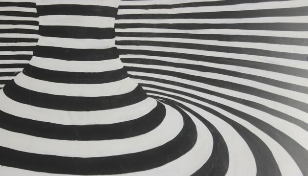 black and white optical illusion with striped pattern