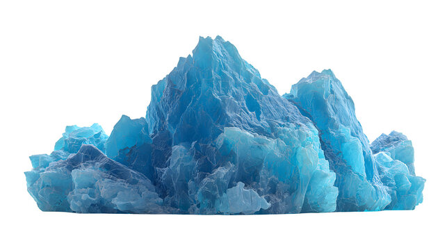 Bright blue iceberg formation, climate change and environment concept, isolated on white background