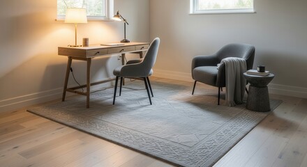 Fototapeta premium Modern Home Office Setup With Minimalist Furniture And Natural Light