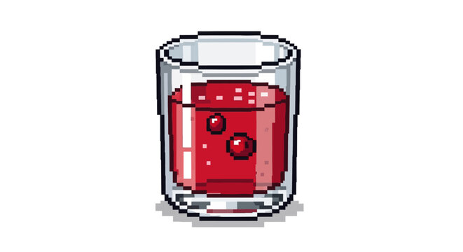 Pixel Art Glass of Red Juice Beverage.