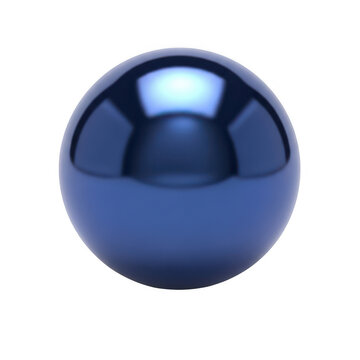 A sleek reflective blue metallic sphere with a glossy finish