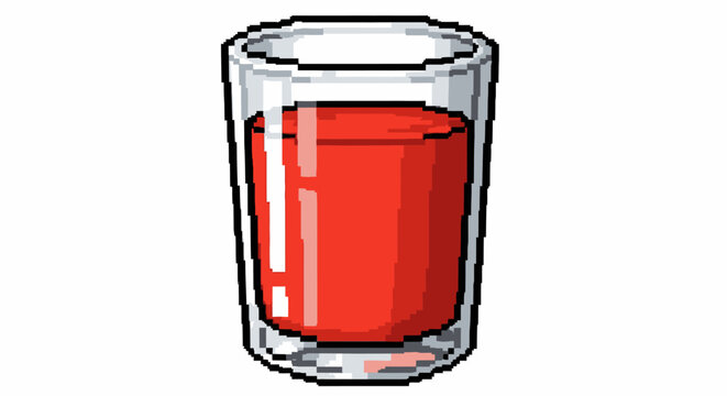 Pixel Art Glass Filled With Red Liquid.