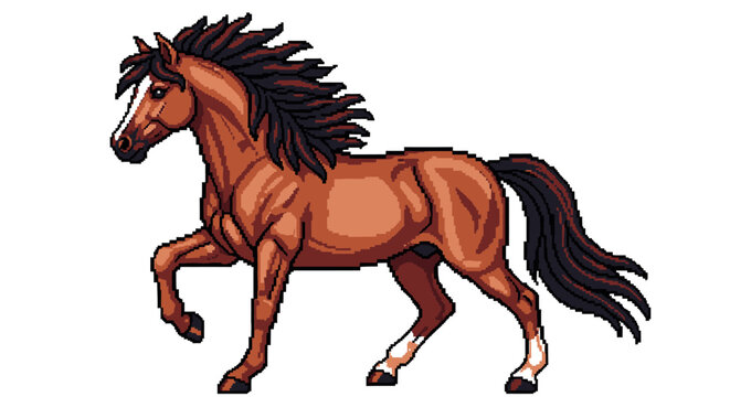 Majestic Brown Horse Galloping with Flowing Mane and Tail.