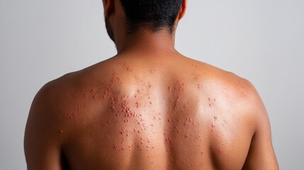 Naklejka premium Small Red Heat Bumps on Upper Back of a Person Close-Up Shot