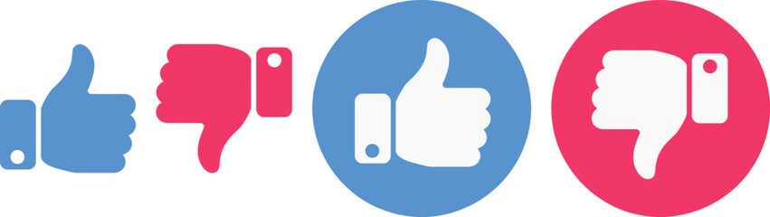 Digital thumbs up and down icons representing likes and dislikes on social media platforms © HappyArt