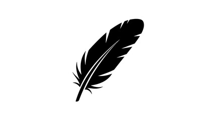 Fototapeta premium black feather silhouette on white background
