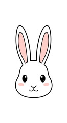 Obraz premium Sweet and charming hand-drawn style white rabbit head icon with gentle pink ears and rosy cheeks, perfect for playful designs and adding a touch of cuteness