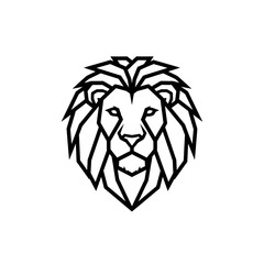 Obraz premium Majestic Lion Head Emblem, Symbol of Strength and Royalty, Geometric Design