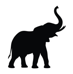 Obraz premium Bold black silhouette of an african elephant with raised trunk vector illustration EPS PNG file