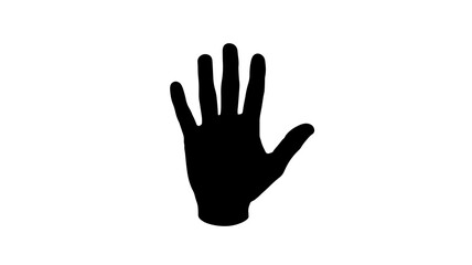 Obraz premium black hand silhouette with fingers spread, greeting or stopping gesture