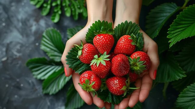 strawberries in hands