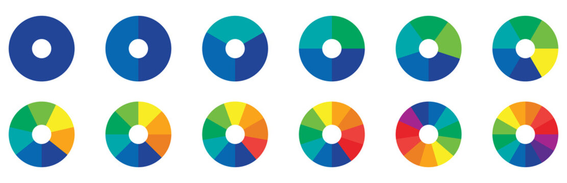 Color palette guide. Rainbow color wheel. Color wheel vector. Illustration of printing color wheel with twelve colors in gradations. Gradation of colors Theory in the circle.	