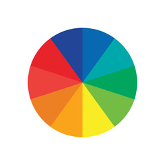 Fototapeta premium Color palette guide. Rainbow color wheel. Color wheel vector. Illustration of printing color wheel with twelve colors in gradations. Gradation of colors Theory in the circle. 