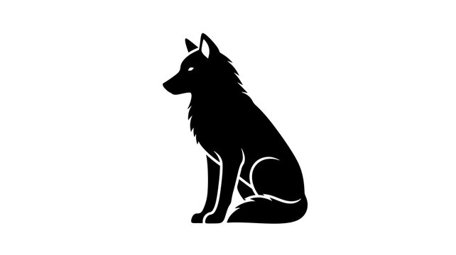 black silhouette of a sitting wolf
