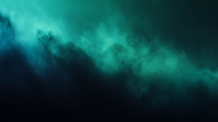 Fototapeta premium Mysterious teal smoke swirls on dark blue background, cinematic atmospheric effect