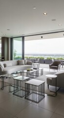 Fototapeta premium Modern Luxury Living Space With Panoramic City Views And Outdoor Terrace