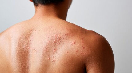 Naklejka premium Small Red Bumps on Upper Back Showing Widespread Heat on Human Skin