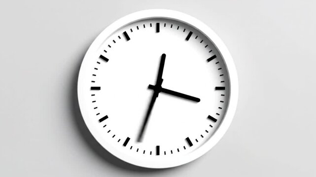 Minimalist white wall clock showing 10:07, modern design, simple and clean background