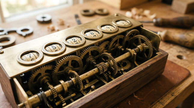 Pascaline Calculator Gear Wheels Mechanical Computing Pioneer