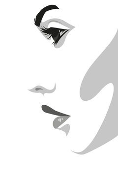 1695_Vector illustration of beautiful woman with open mouth and long lashes