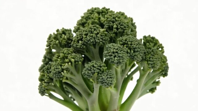 Fresh green broccoli vegetable close up isolated white background with healthy food stem and floret texture showcasing natural vibrant fresh vegetable close up healthy food concept isolated stem