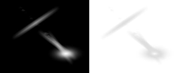 Glowing shooting star streaking across the sky on transparent background © kabeer