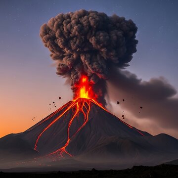 Volcanic Eruption - A Powerful Display of Natures Fury and Beauty.