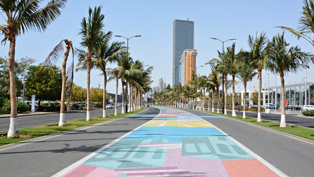Sports track on the Jeddah Corniche, Saudi Arabia