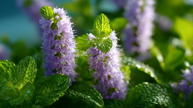 Overhead shot of the flowering Patchouli plant&mdash;Pogostemon cablin&mdash;in aromatherapy and herbal medicine