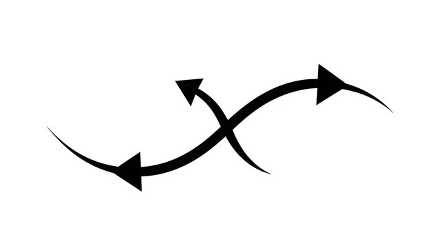 Intertwined arrows graphic symbolizing continuous flow, cyclical exchange, and interconnected processes. Versatile icon for illustrating dynamic movement, direction, and interaction
