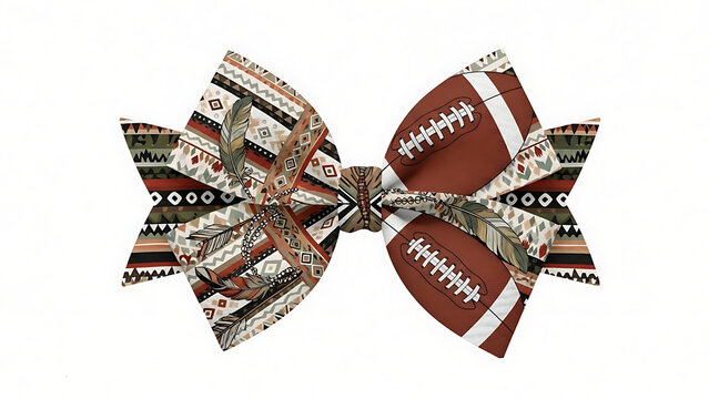 Football bow with aztec pattern isolated on a transparent background