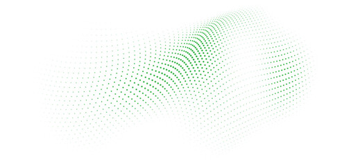 Abstract wave of green dots on a, digital technology background, particle flow, 3d vector illustration © gd-house