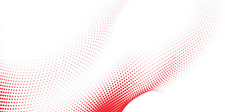 Abstract background with red halftone dots in a wavy pattern