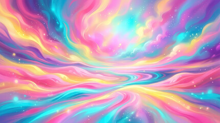 Obraz premium Vivid Abstract Aurora Sky with Rainbow Colors and Sparkling Lights