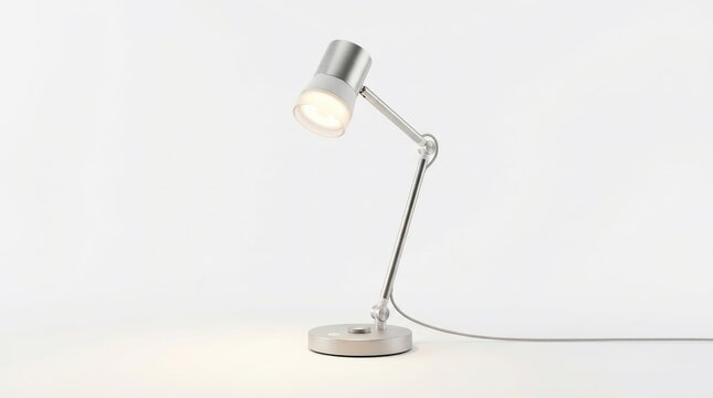 Modern Silver Desk Lamp with Adjustable Arm and Bright Light