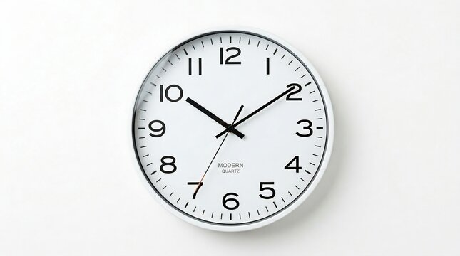 Modern White Wall Clock with Black Numbers and Hands