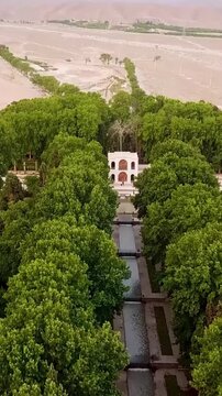 Drone View of Persian Garden Kerman in Iran.