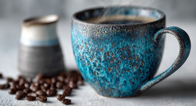 Beside essential ingredients, a steaming hot beverage sits on a bright kitchen surface, ready for preparation