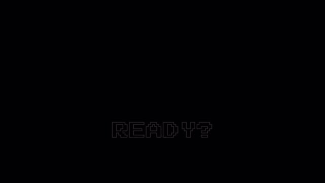 Retro Gaming 8-Bit Pixel Art Ready Text Animation with Alpha Channel Flicker Zoom Effect 4K Loop 4k video animation seamless loop transparent background alpha channel