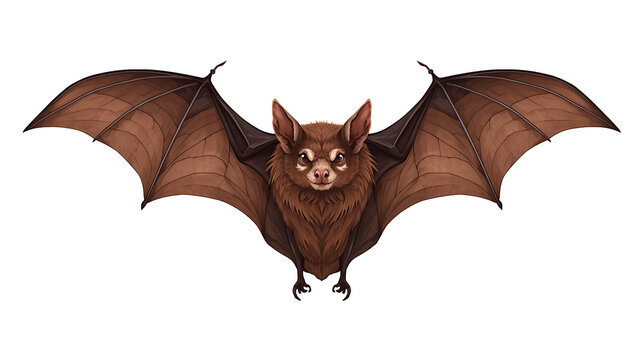 The image depicts a bat, specifically identified as a brown bat