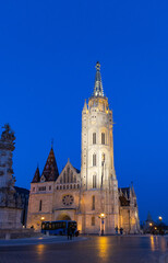 Obraz premium the Matthias Church in Budapest at blue hour Hungary Europe