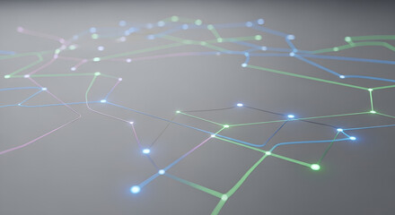 Obraz premium Abstract glowing network lines and nodes - digital technology connection and communication concept